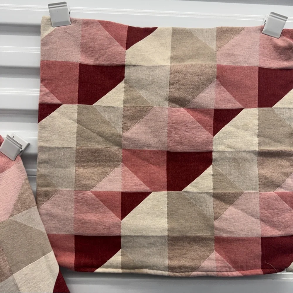 IKEA SVARTHO Pillow Covers 20x20 Geometric Mauve Pink Burgundy Cotton patchwork